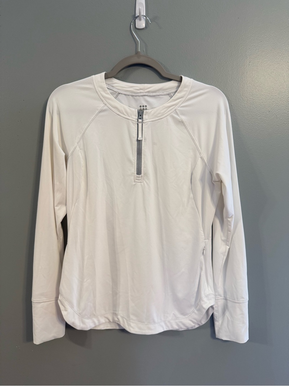 Title Nine Women’s White Long Sleeve 1/4 Zip Rash Guard Swim Paddle UPF Medium